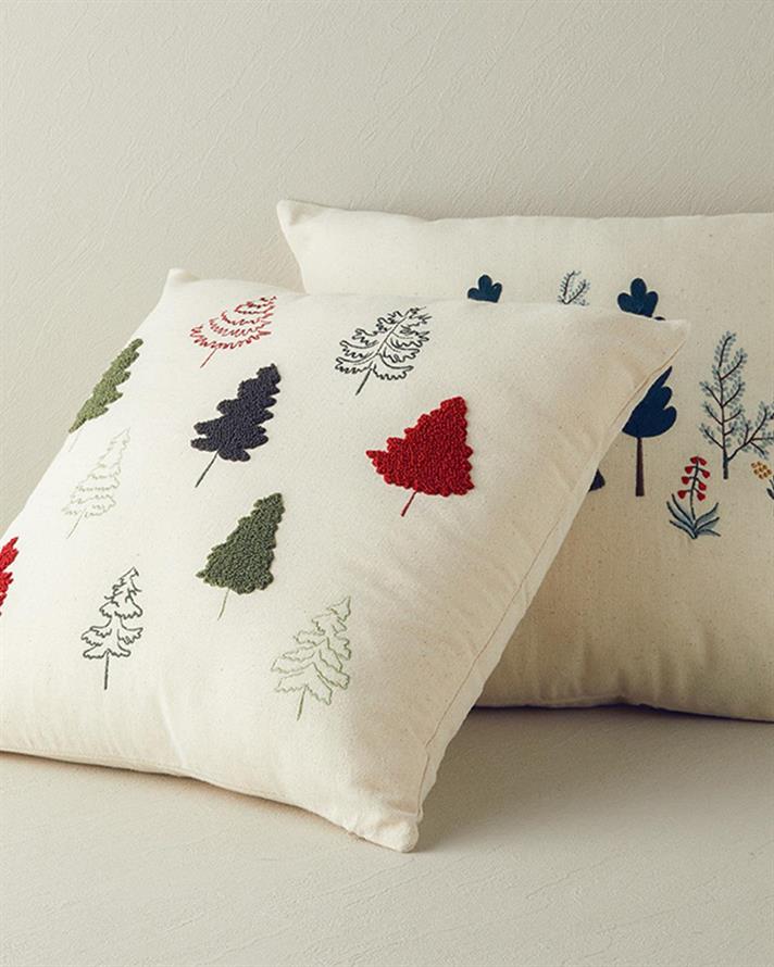 Magical trees Broderie Punch Husă Pernuță 45x45 cm Ecru