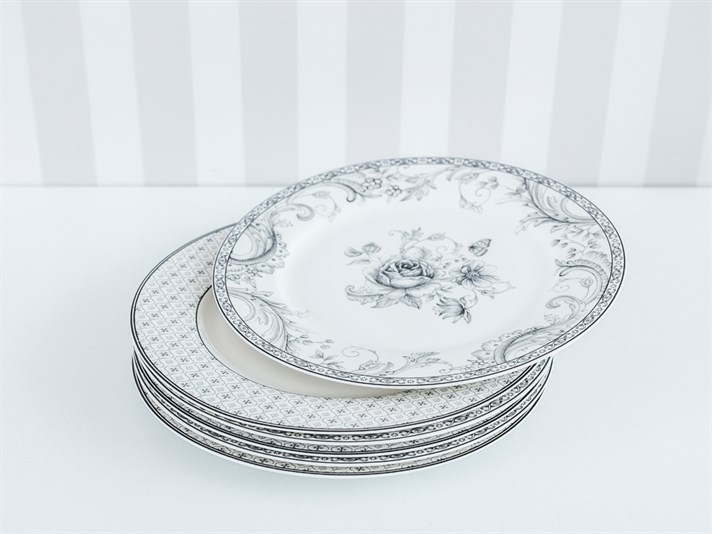 Magie neagră  Bonetă China Set 6 Farfurie De Tort 20 Cm Antracit