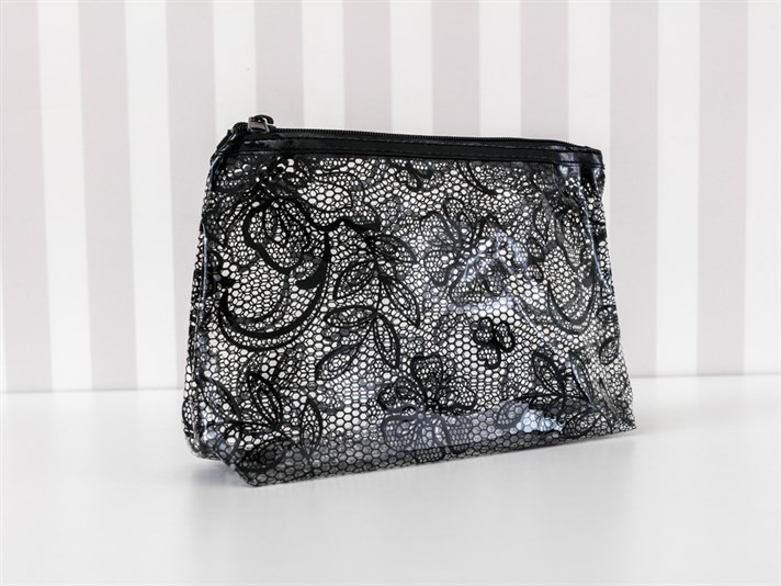 Magie neagră Cu Desen De Dantelă Geantă Machiaj 22x17x8 cm Negru