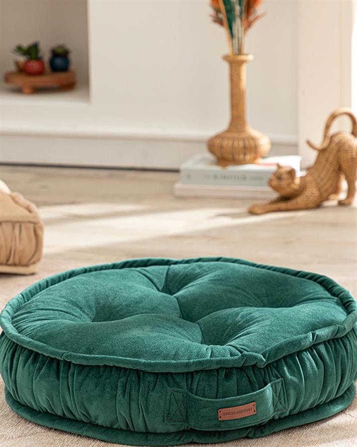 Malta Round Catifea Perna Decoratıva 60 Cm Petrol Verde
