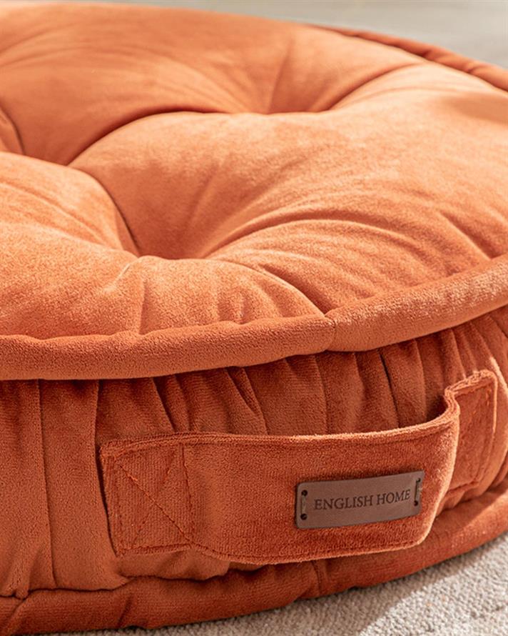 Malta Round Pernă Decorativă, Catifea, 60 Cm, Natural Auriu