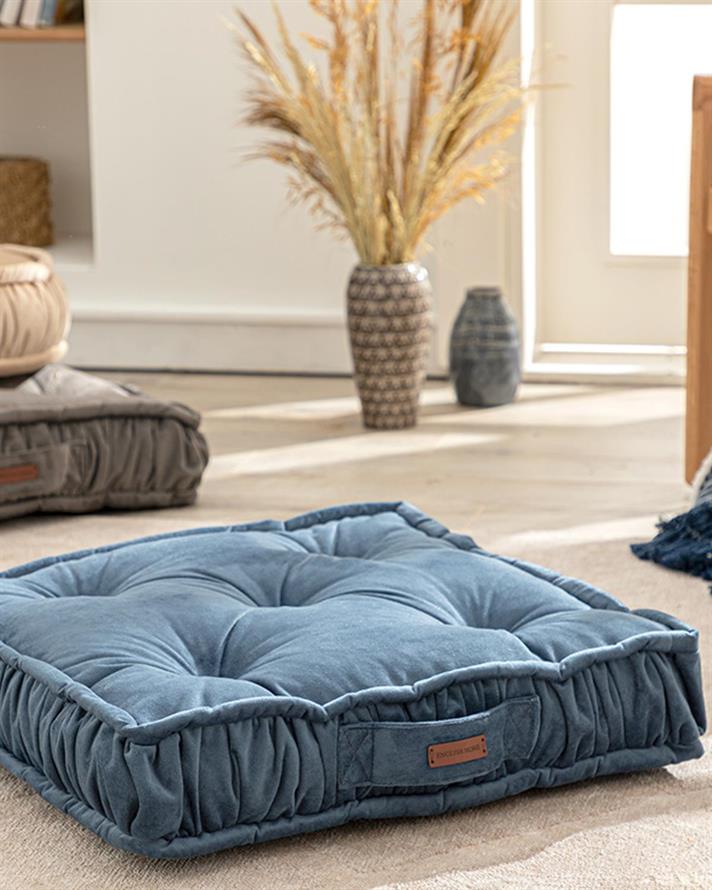 Malta Square Catifea Saltea Decorativă 60x60x14 cm Indigo.