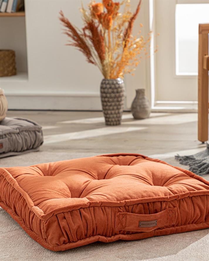 Malta Square Catifea Saltea Decorativă 60x60x14 cm Cărămiziu