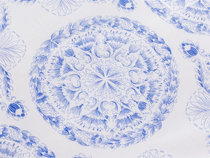 Mandala Bumbac Satinat Double Lenjerie De Pat 200x220 cm Albastru Închis