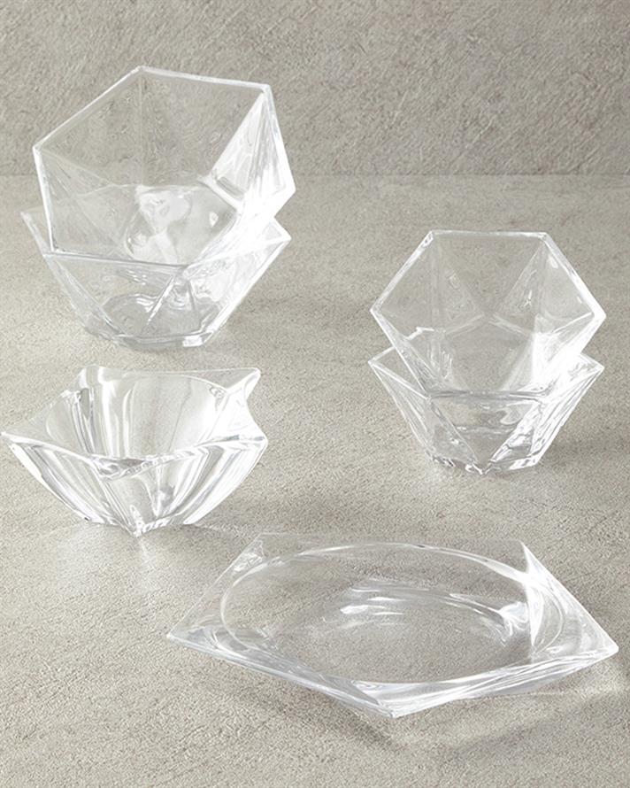 Set 2 boluri, Mara, sticla, 12 cm, transparent