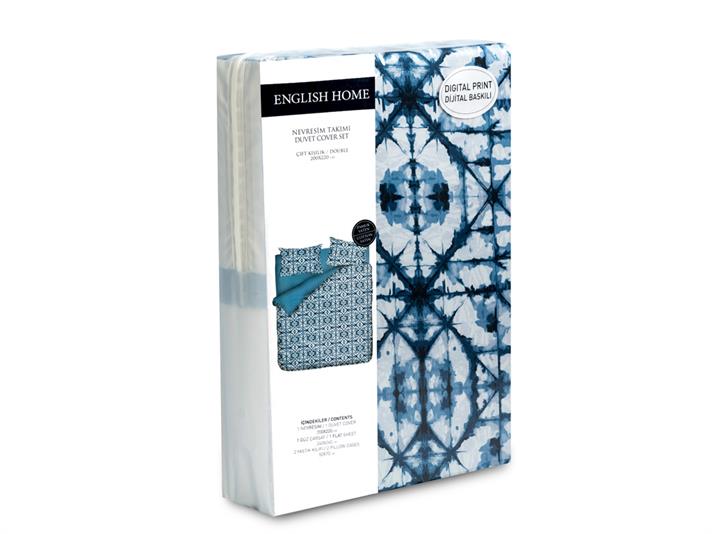 Marea Batik Bumbac Satinat Double Set Lenjerie De Pat 200x220 cm Albastru