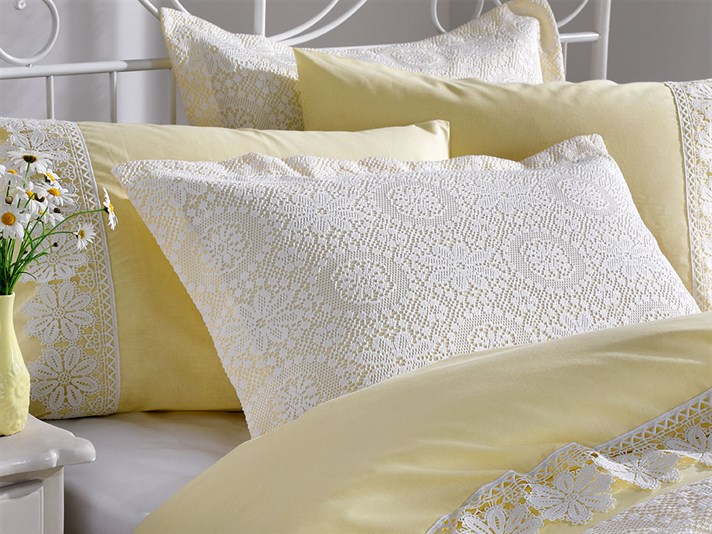 margaretă  În fagure Set 2  FAȚĂ DE PERNĂ 50x70 cm Yellow.