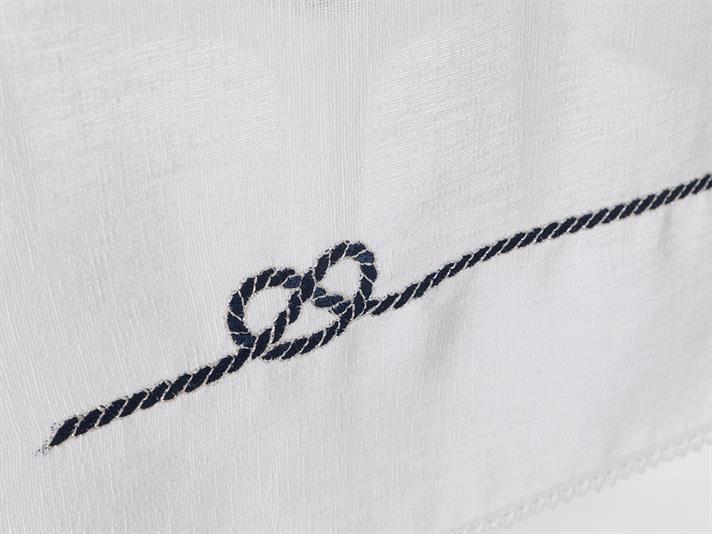 Marin Embroidered Linen Runner 40x150 cm Navy Blue