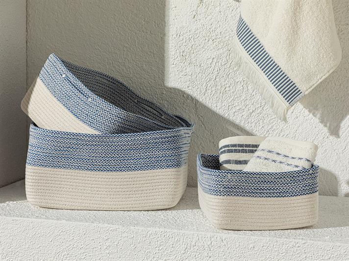 Cos depozitare, Marina, bumbac, 30x15 cm, bleu-alb