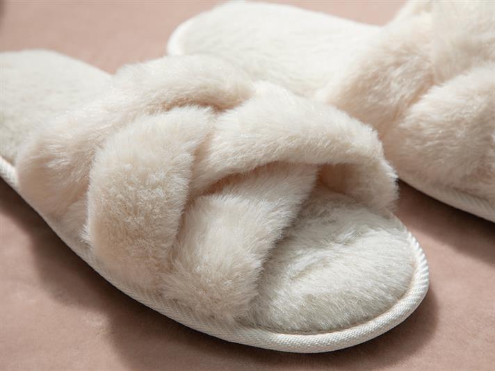 Marissa Plush Women Home Slippers 38 Ecru