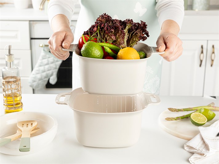 Marsha Plastic 2 Set Strainer 4 Lt Beige