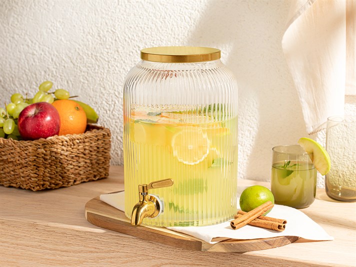 Marsia Glass Beverage Holder 3.8 L Gold