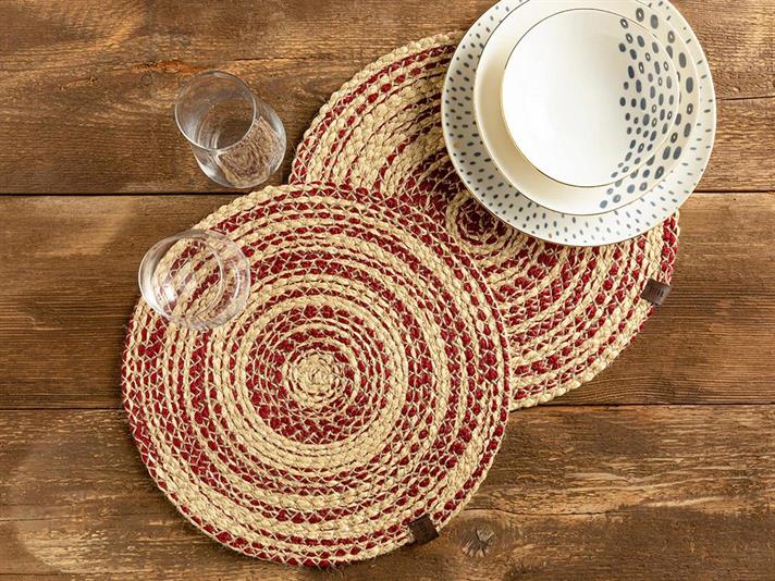Marsia Suport Farfurie Set 2, Iută, 35 Cm, Gri-Verde