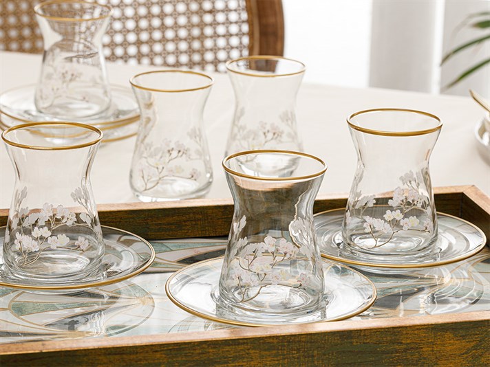 Marta Glass 12 Pieces Tea Set 130 ml Colored
