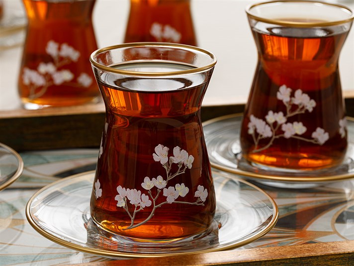 Marta Glass 12 Pieces Tea Set 130 ml Colored