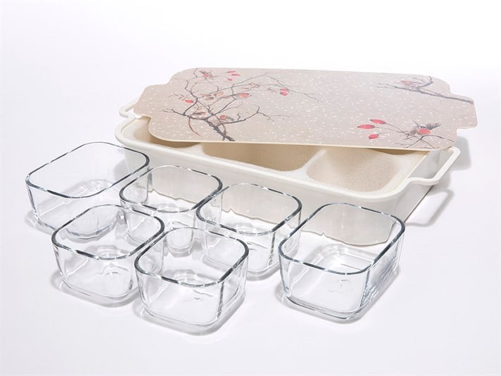 Mary Melamină  Cu 6 compartimente  SET PENTRU MIC DEJU 40x22 cm Beige