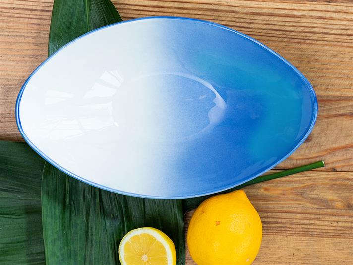 Maura Porcelain Platter 25x15 cm White - Blue