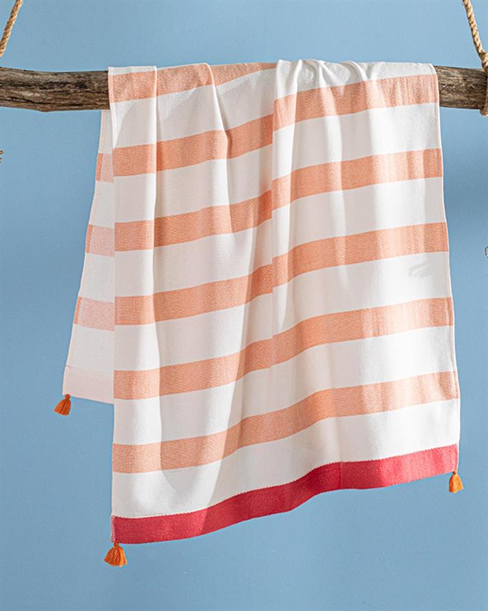 Maya Cottony In Dungi Prosop De Plajă 75*150 Cm Alb-Portocaliu