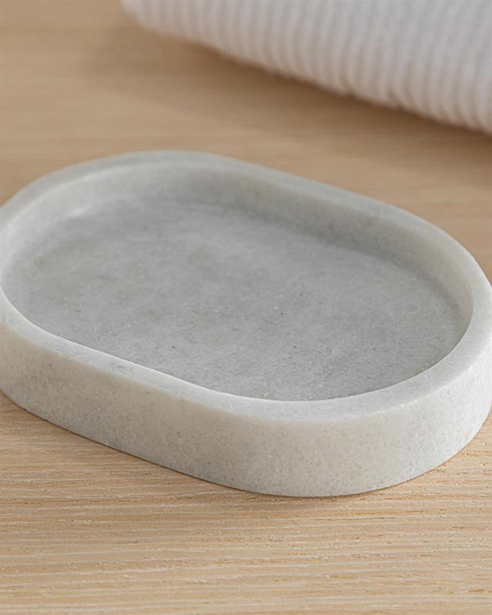 Medusa Marmură Recipient Săpun Solid Baie 8.5x12x2 cm Alb