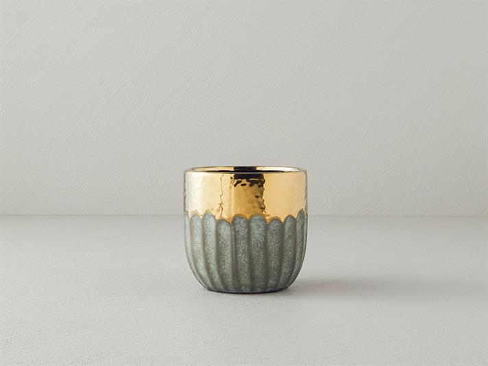 Vaza, Megan, gresie ceramica, 12,5x12,5x12 cm, auriu