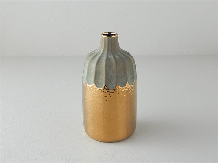 Vază, Megan, ceramică, 15,5x15,5x18 cm, auriu