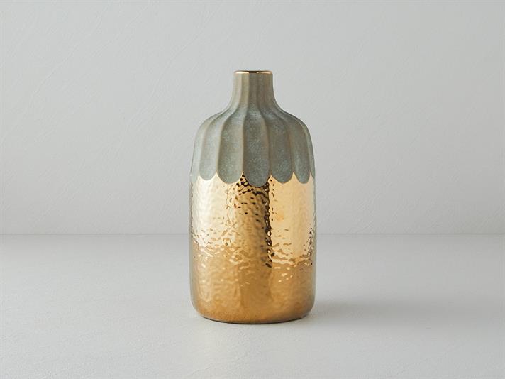 Vază, Megan, ceramică, 15,5x15,5x18 cm, auriu