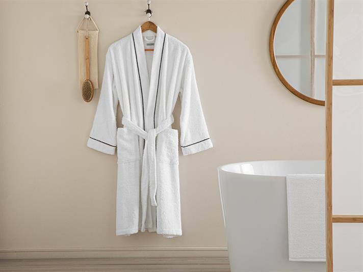 Melinda Bambus Cu Bandă De Îmbinare Halat L-XL Alb