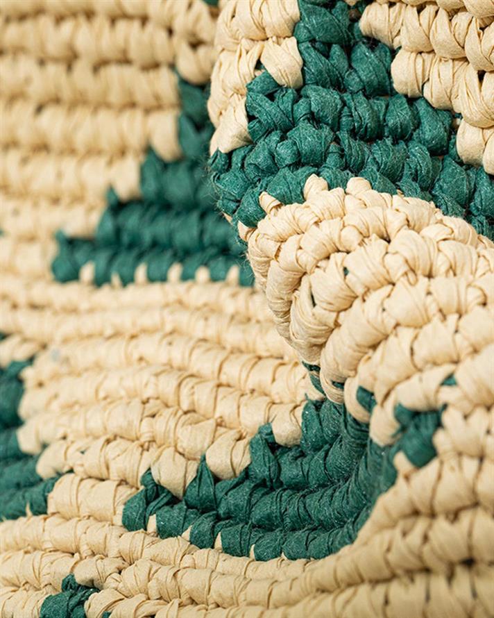 Merta Geantă Damă, Rafie, 40*25 Cm, Albastru - Muștar - Verde