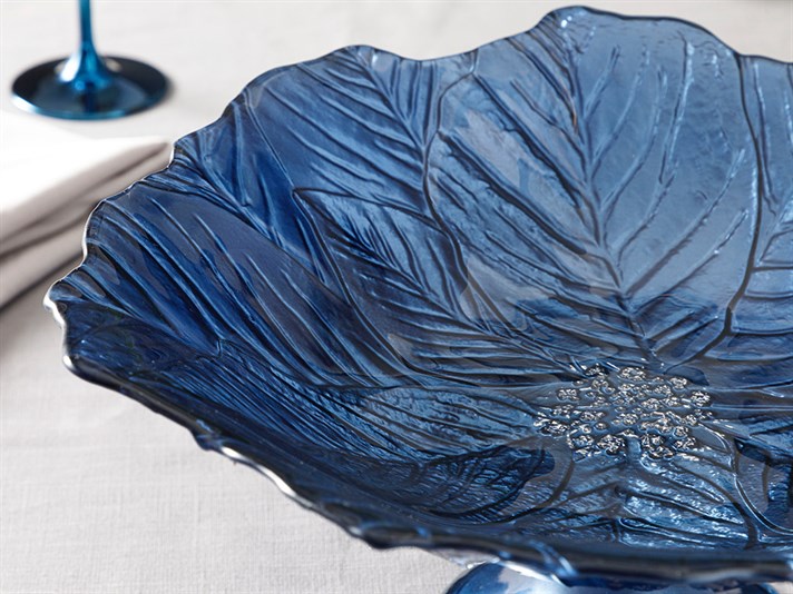Mery Glass Fruit Bowl 33 cm Blue - Dark Blue