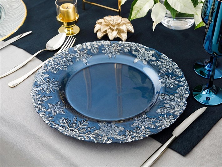Mery Glass Underplate 33 cm Blue - Dark Blue