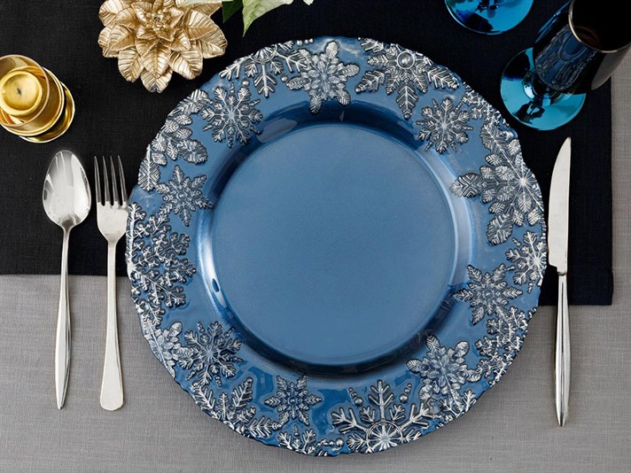 Mery Glass Underplate 33 cm Blue - Dark Blue