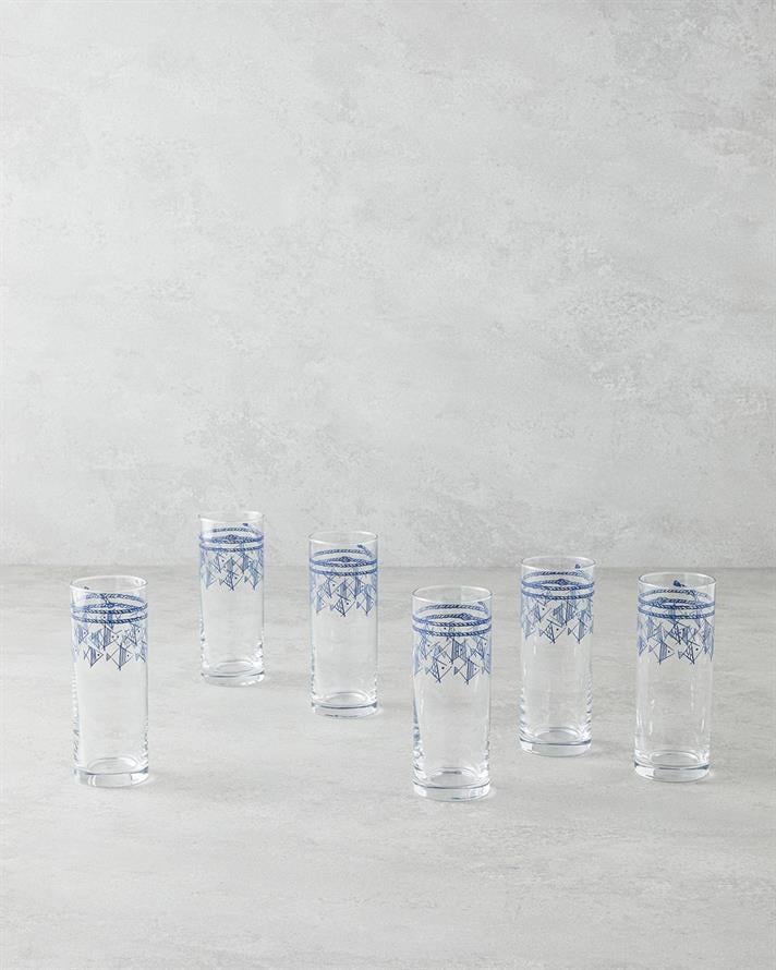 Mest Sticlă 6 Piese Pahar 195 ml Albastru