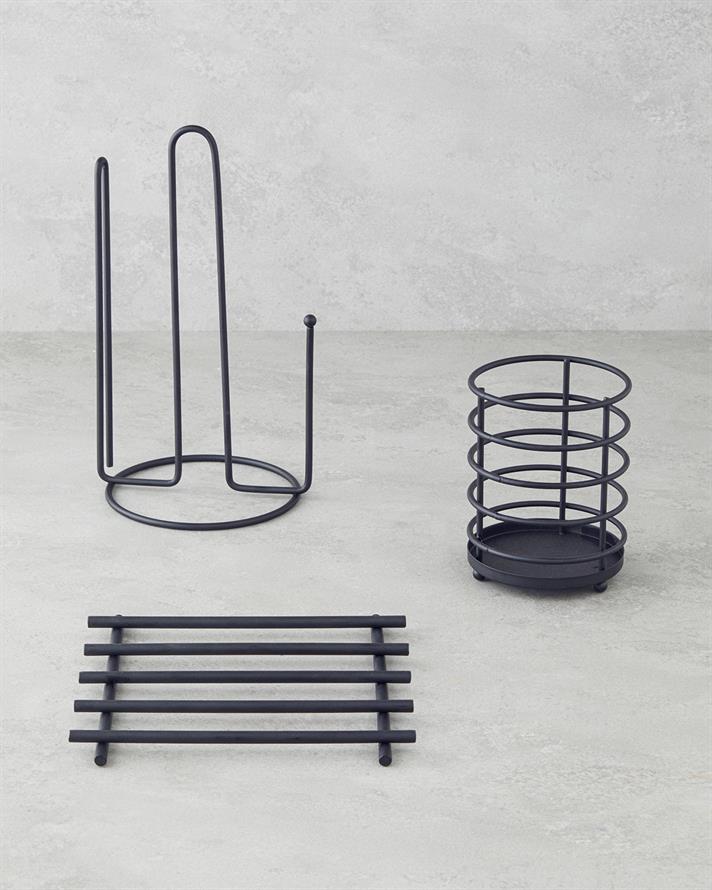 Jimena Metal Suport Vase Calde Ustensilă Bucătărie 20 x 20 cm Negru