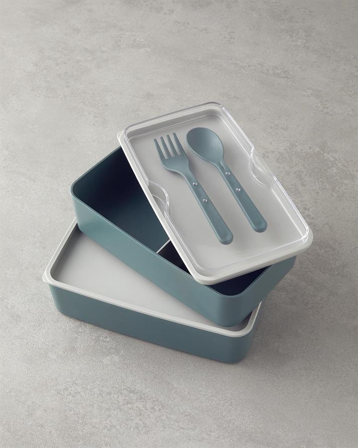 Plastic Cu 2 Niveluri Lunch Box 720 ml +720 ml Verde