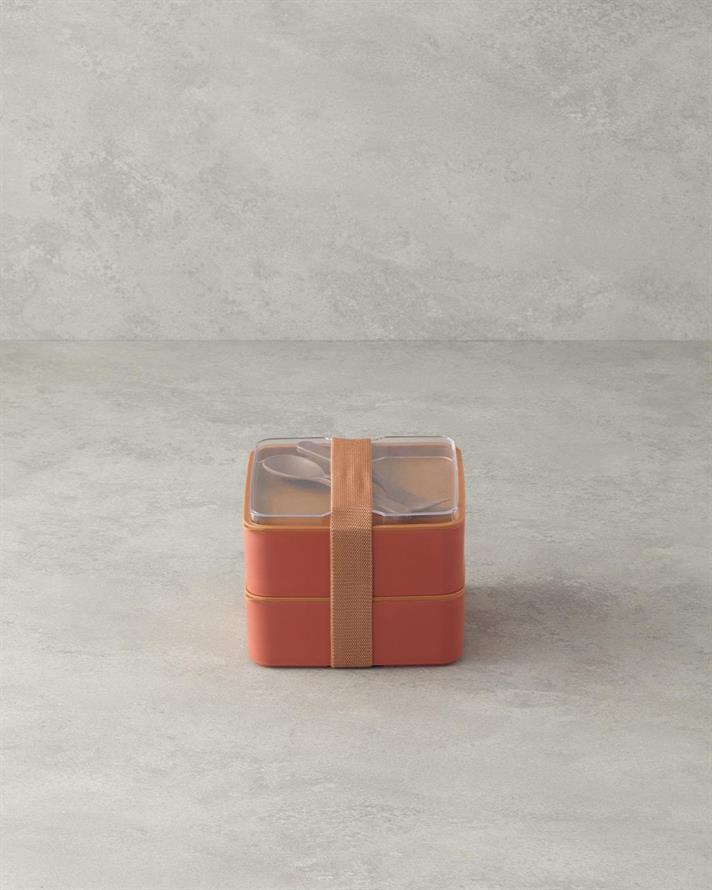 Plastic Cu 2 Niveluri Lunch Box 720 ml +720 ml Portocaliu