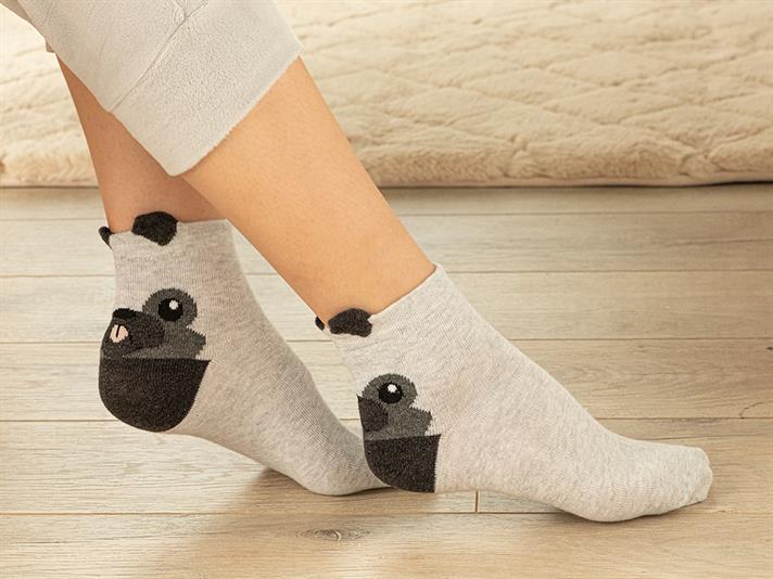 Little Panda Cotton Women Ankle Socks 36-40 Gray