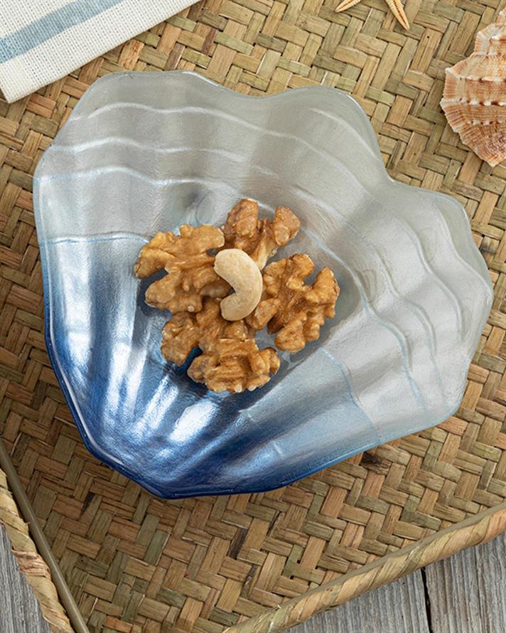 midii Sticlă Bol Pentru Alune 16x13 cm Albastru - Alb