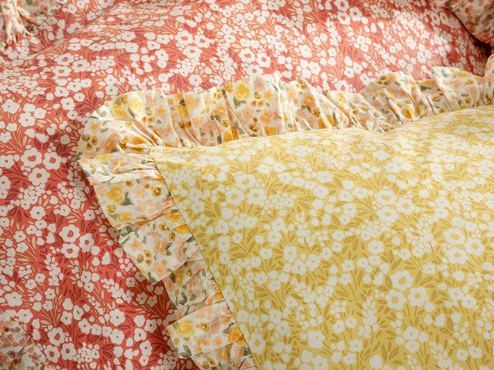 Midsummer Blossom Cu Bumbac Super King Set Lenjerie De Pat 260x220 cm Galben