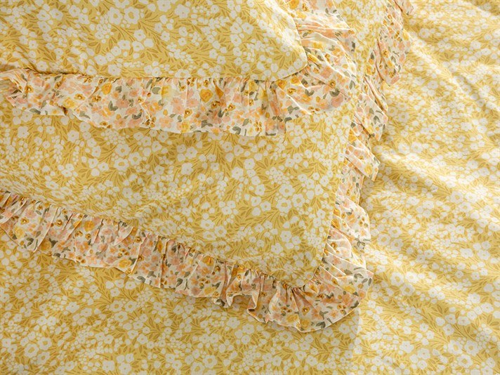 Midsummer Blossom Cu Bumbac Super King Set Lenjerie De Pat 260x220 cm Galben