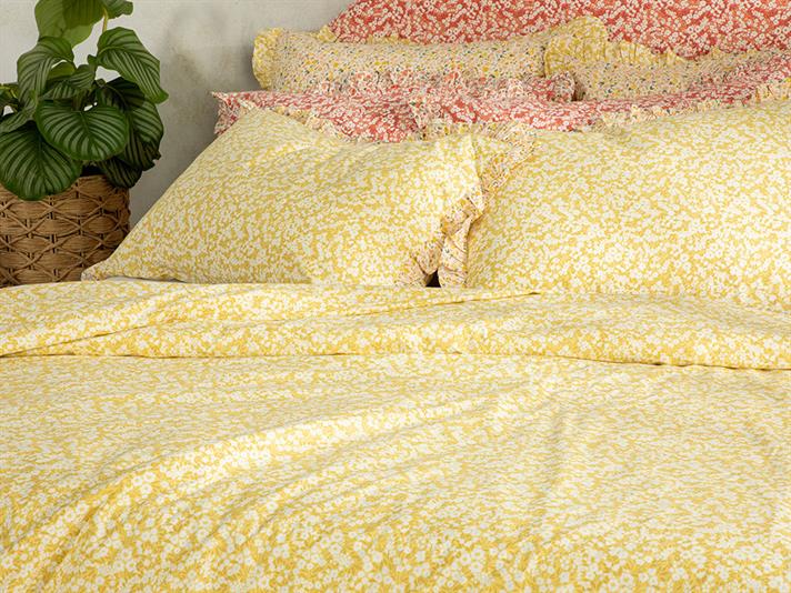 Midsummer Blossom Cu Bumbac Double Set Lenjerie De Pat 200x220 cm Galben