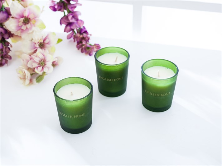 Miere de floare de nectarină Cu 3 Piese Lumânare Parfumată . Verde Închis