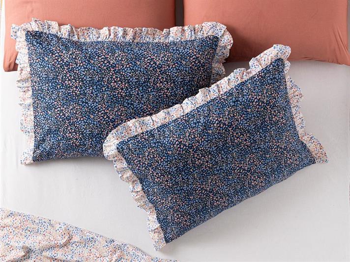 Millefleur Cu Bumbac Cu 2 Piese Față De Pernă 50x70 cm Bleumarin