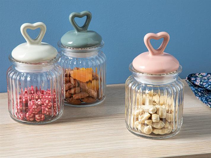 Mini Heart Glass Jar 260 ml Pink