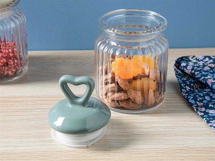 Mini Heart Glass Jar 260 ml Green