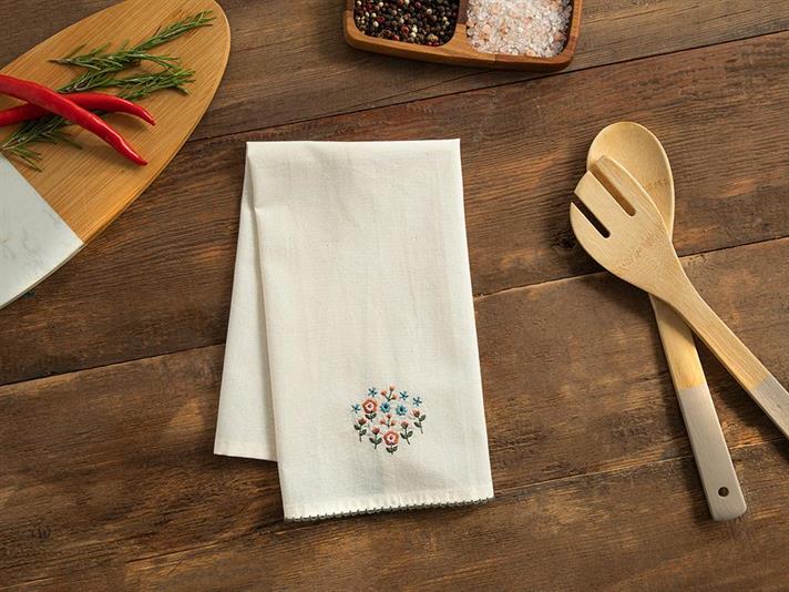 Minimo Prosop De Bucătărie, Bumbac, 30*50 Cm, Crem-Roșu