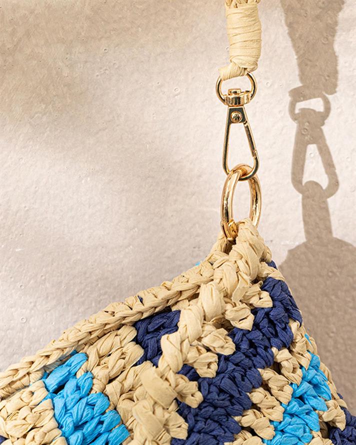 Mirinda Geantă Damă, Rafie, 30*22 Cm, Natural - Burgundia