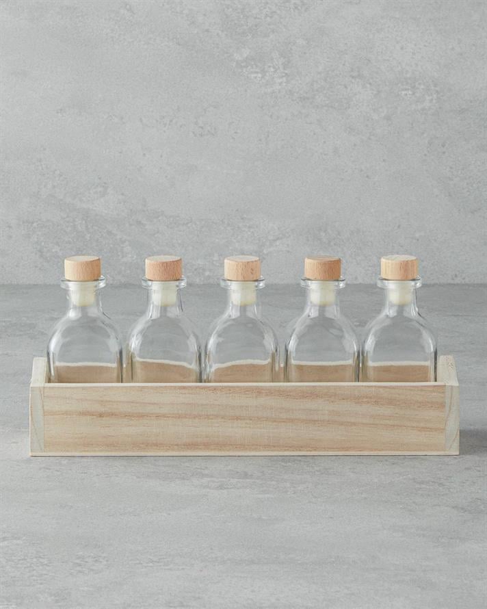 Sticlă Set 5 Recipient Pentru Condimente 100 Ml Transparent