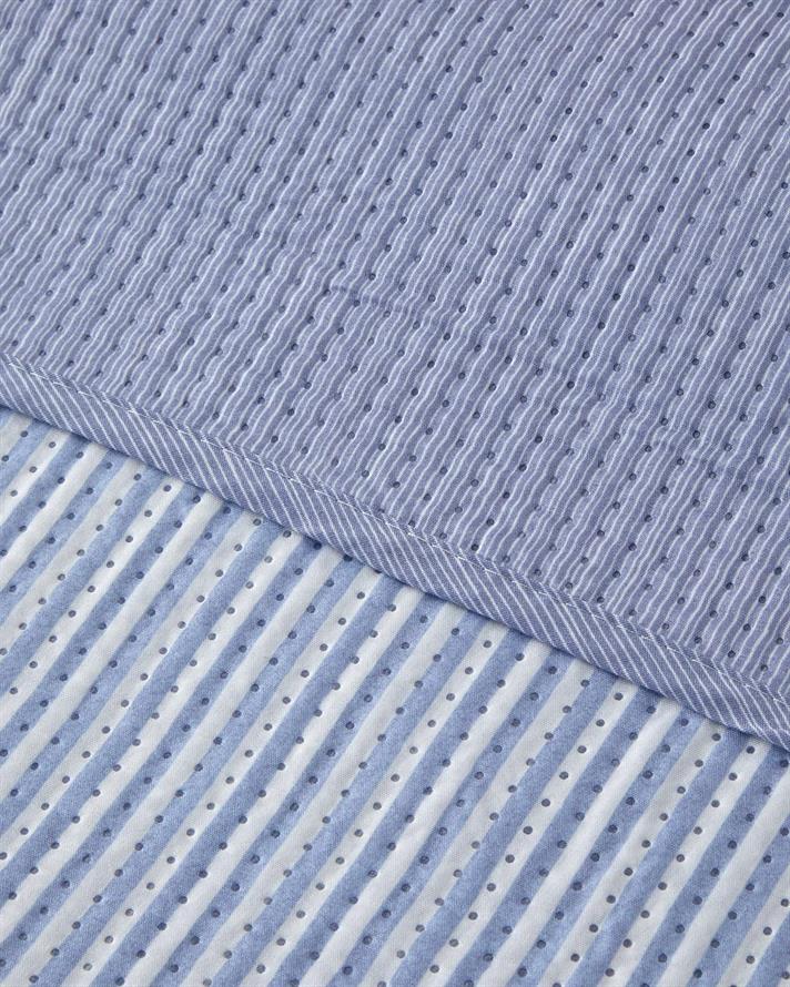 Cuvertura pat reversibila, pentru doua persoane, Modern Art, poliester, 200x220 cm, bleu