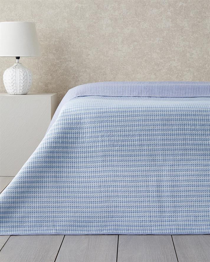 Cuvertura pat reversibila, pentru o persoana, Modern Art, poliester, 160x220 cm, bleu