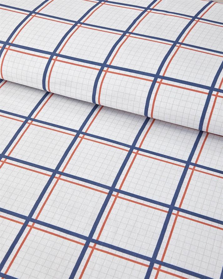 Modern Checkers Ușor De Călcat Single Set Lenjerie De Pat 160x220 cm Albastru - Portocaliu